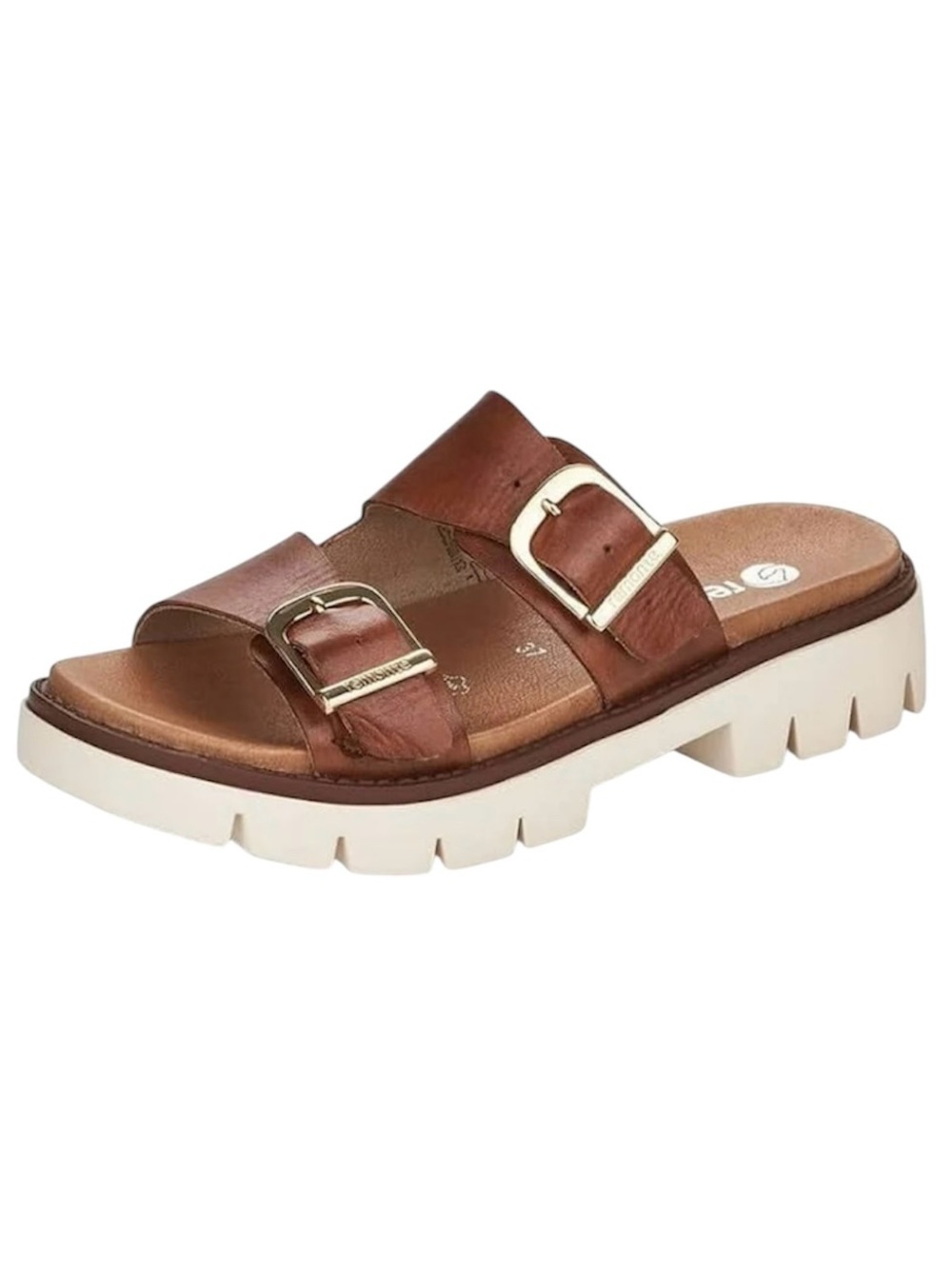 Remonte Roxane Brown Leather Sandals 2-Strap Buckle Like New Size 37 US 7